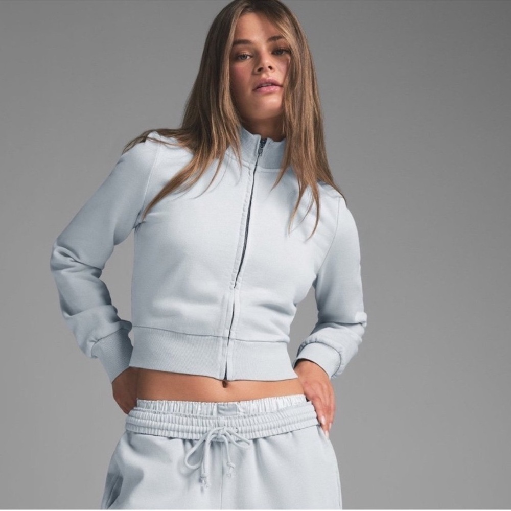 Skims Boyfriend Fleece Track Jacket Zen Blue • NWT • Size M (Dep)